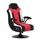 X Rocker Falcon Pedestal PC Office Computer Gaming Chair, 2.1 Wireless Audio System, Subwoofer, Padded Armrest, 5152501, 32" x 25" x 42", Black, Red, and White