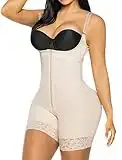 YIANNA Body Shaper Damen mit Bein Shapewear Stark Formend Korsett Bauch Weg Bodyshape Fajas Colombianas Taillenmieder Bodyforming Beige 7212 2XL