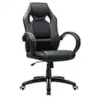 SONGMICS Racing Silla de Escritorio de Oficina Ergonómica Regulable con Ruedas, OBG56B, Negro, 70*66.5*(107-117)