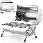 Deuba Stainless Steel Charcoal BBQ Grill With Air Vents | Portable Folding Double Grill Barbecue Camping Garden Outdoor