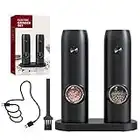 CIRCLE JOY Electric Salt and Pepper Grinder Set (Pack of 2), Automatic Salt and Pepper Grinder Set with Ceramic Grind and LED Light, USB Rechargeable Pepper Mills, Adjustable Coarseness, Black