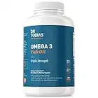 Dr. Tobias Omega 3 Fish Oil, 800 mg EPA 600 mg DHA Omega 3 Supplement for Heart, Brain & Immune Support, Absorbable Triple Strength Fish Oil Supplements - 2000 mg Per Serving, 180 Softgels, 90 Servings