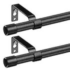 Black Curtain Rods for Windows 48 to 84” - 5/8 Inch Blackout Curtain Rod 2 Pack - Heavy Duty Farmhouse Drapery Rods with Brackets - Rustic Matte