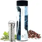 GROSCHE Chicago Soft Touch (Black Marble) Fruit Infuser Water Bottle Double Walled Tea Infuser Bottle Vacuum Flask Insulated Stainless Steel Water Bottle 450 ml/ 15.2 fl. Oz Extra Long Tea Infuser