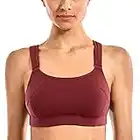 SYROKAN Donna Reggiseno Sportivo Alto Impatto a Doppio Strato Senza Ferretto Rosso Scuro 6B