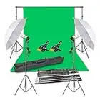 EMART Photography Backdrop Continuous Umbrella Studio Lighting Kit, Muslin Chromakey Green Screen and Background Stand Support System for Photo Video Shoot