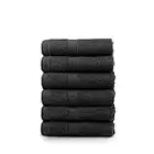 Villa Celestia Premium Wash Cloth 100% Cotton Black Wash Clothes for Body and Face- Soft & Luxury Cloths for Washing Face, Face Towels for Bathroom 650 GSM Wash Cloths Pack of 6 (12"X12")