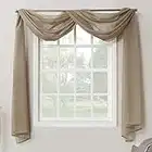 No. 918 Emily Sheer Voile Rod Pocket Curtain Panel, 216" Valance, Taupe