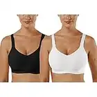 Vertvie Women's Sports Bra Seamless Comfort Push Up Bra Wireless Padded Plus Size Yoga Sleep Bra 1/2/3 Pack(2 Pack-Black+White,XL)