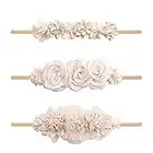 mligril Baby Girl Flower Headbands Set-Elastic Hair Band Crown Flower Wraps for Newborn Infant Toddler 3Pcs