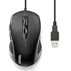 TECKNET Wired Mouse, Mice Wired Optical USB Computer Mouse With 3600 DPI Tracking, Gaming Grade Sensor, 6 Buttons, Business Office Mouse PC/Laptop, Great Mouse for Graphic Design – Black