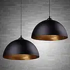 FRIDEKO HOME Modern Industrielle Pendelleuchte-2 x Vintage Hängeleuchte Ø30cm Breite Lampe Kronleuchter aus Eisen Hängelampe E27 Lampenfassung Deckenleuchte für Küche Keller Wohnzimmer-Schwarz Gold