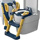 Sinbide Adaptador WC para Niños Asiento Plegable con Escalera Ajustable para Bebés Reductor WC de Inodoro Aseo Asiento de Inodoro Orinal Bacinica para Bebés y Niños 1-8 Años (Azul Amarillo)