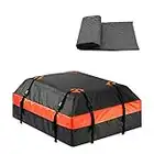 Stanz (TM) Car Roof Bag Cargo Carrier, 15 Cubic Feet Waterproof Rooftop Cargo Carrier with Anti-Slip Mat + 8 Reinforced Straps + 4 Door Hooks Suitable for Most Vehicles with/Without Rack