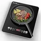 VBGK Portable Induction Cooktop, 1800W Electric Cooktop with 9 Temperature & Power Levels and 3 hour Timer, Safety Lock, Ultra Thin Body and Low Noise Hot Plate Single Countertop Stove