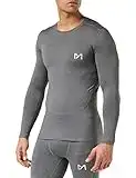 MEETYOO Homme Tee Shirt Compression Homme Manche Longue, Baselayer Maillot Running Vetement Fitness pour Sports Jo Chemise, Gris-2., L EU