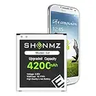 SHENMZ Galaxy S4 Battery,Upgraded 4200mAh Li-ion Replacement Battery for Samsung Galaxy S4 EB-B600BE,AT&T I337,Verizon I545,Sprint L720,T-Mobile M919,R970,I9500,I9505,LTE I9506