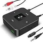 Giveet Bluetooth Transmitter Receiver for TV to Headphones, 2-in-1 Bluetooth V5.0 Adapter w/Volume Control, Optical RCA AUX for PC/DVD/MP3/Home Theater, 25Hrs Playtime, Pairs 2 Devices Simultaneously