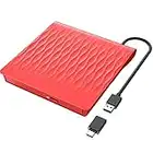 LPUNCD Lecteur DVD/CD Externe, USB 3.0 & Type-C Portable DVD Graveur, CD/DVD +/-RW ROM DVD Drive, iMac, MacBook Air/Pro, Compatible avec Win11/10/8/7/XP/Linux/Vista/MacOS, Rouge