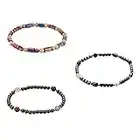 EXCEART 3 Pcs Cheville Magnétique Hématite Pierre Cheville Sain Bracelet Magnétique Bijoux Main Perles Bracelets de Cheville pour Hommes Femmes Amis