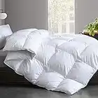 Cosybay Cotton Quilted White Feather Comforter Filled with Feather & Down-Machine Washable All Season Duvet Insert or Stand-Alone-Queen Size (90*90Inch)