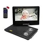 11.5’’ Portable DVD Player, 9.5’’ Rotatable Screen, Suitable for Children/Elderly/Car Travel, Support Sync TV/USB/SD Card, Speaker & Dual Headphone Jack, Black