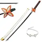 ZHAOYIN Shinobu Katana 41'' Demon Slayer Sword Wooden Samurai Toy Handmade Prop ABS+Bamboo Merch Anime Fan, With White Belt