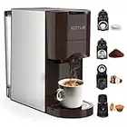 KOTLIE Espresso 4 in1 Coffee Machine for Nespresso Original/Dolce Gusto/Ground/ESE Capsule Coffee Machine, 19 Bar Automatic Nespresso Compatible Capsule Machine (Brown)