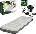 Green Haven Grey Single Blow up Camping bed + AC Electric Air pump | Waterproof Single Airbed Inflatable Mattress | Camping Electric Pump for Inflatables with 3 Nozzles | Quick Inflatable Mattress