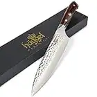 Cuchillo de chef profesional de 8 pies de acero de Damasco - grado VG10 - Cuchillo de cocina afilado de mejor valor - Hoja de acero inoxidable martillada a mano - Mango de palisandro bien equilibrado