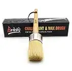 Brietis Chalk and Wax Paint Brush - 2-inch Round Soft Boar Natural Bristles, Thick Durable DIY Furniture, Art Crafts Milk Paintbrushes, Water-Based, Reusable, Lightweight, Smooth, No Shedding, Décor