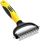 Bonve Pet Dog Brush, Dog Grooming Rake, Double Sided Deshedding Dematting Tool, Undercoat Rake for Small, Medium and Large Pets, Effectively Reduces Hair Loss by up to 90%