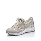 Rieker Femme Baskets N4327, Dame Baskets Basses,Semelle intérieure Amovible,Chaussures de Rue,Loisirs,Sport,Rose (Metallic / 80),37 EU / 4 UK