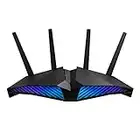 ASUS RT-AX82U 5400 Dual Band + Wi-Fi 6 Gaming Router,PS5 Compatible,up to 2000 sq ft & 30+ devices,Mobile Game Mode, ASUS AURA RGB,Lifetime Free Internet Security,Mesh Wi-Fi support, gaming port,black