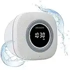 MEDION P66096 Radio para la Ducha con Bluetooth (Radio para el baño, Radio FM, Ventosa, Pantalla LED, impermeabilidad IPX6, batería Recargable integrada) Blanco