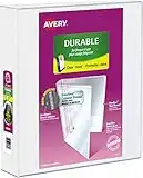 Avery Durable View 3 Ring Binder, 2" Inch, Slant D Rings, White, 2 Pockets, 500 Sheet Capacity, PVC Free (17032)