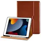 DTTO iPad 9th/8th/7th Generation 10.2 Inch Case 2021/2020/2019, Premium Leather Business Folio Stand Cover with Built-in Apple Pencil Holder - Auto Wake/Sleep and Multiple Viewing Angles, Dark Brown