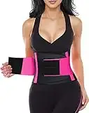 YIANNA Waist Trainer Belt for Women Waist Trimmer Weight Loss Workout Fitness Back Support Belts, YA8002-Rose-M