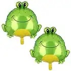 2 Pcs Green Frog Big Mylar Foil Balloon Birthday Baby Shower Decor Supplies Animal Farm Themed Party Decorations