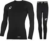 Sondico Boys Base Layer Tights & Top Set Junior Football Core Baselayer (Black L/S with Pants, 13 years)