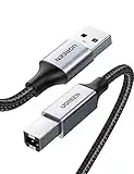 UGREEN USB 2.0 Printer Cable USB A to B Cable A-Male to B-Male Cord High Speed Nylon Braided Compatible with Epson, Canon, HP, Brother, Dell, Samsung, Yamaha, Casio Piano, DAC, Lexmark, 10 FT(Grey)