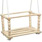 Woudi® Columpio de bebé natural, columpio infantil, columpio de rejilla, columpio para niños, columpio para bebés y asiento de columpio, madera para interiores y exteriores