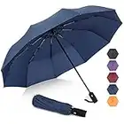 ZOMAKE Travel Umbrella Windproof 45 Inch - Parapluie Compact Solide 10 Ribs Packable Umbrellas Compact Automatic Small Foldable Umbrellas for Rain(Navy Blue)