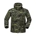 WSPDSD Shark Skin Soft Shell Veste Tactique Hommes Coupe-Vent Imperméable Polaire Manteau Chasse Vêtements Camouflage Armée Veste Militaire - CP Vert, XXXL