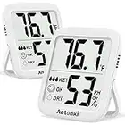 Antonki Room Thermometer for Home, 2 Pack Digital Temperature and Humidity Monitors, Indoor Hygrometer Sensor, Humidity Gauge, Humidity Meter for Baby Room, Terrarium, Incubator, Greenhouse