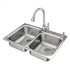 Moen Lainie Stainless Dual-Mount 22-Inch x 33-Inch Stainless Steel Kitchen Sink with Pulldown Kitchen Faucet and Soap Dispenser, All-in-One Kit, 21689