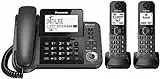 Panasonic KX-TGF382M Link2Cell Bluetooth Corded/Cordless Cordless Phone and Answering Machine with 2 Cordless Handsets (Renewed)