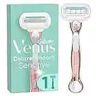 Gillette Venus Deluxe Smooth Sensitive Rasierer Damen, Damenrasierer + 1 Rasierklinge mit 5-fach Klinge, RoseGold, Frauen Geschenk