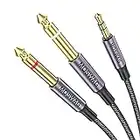 MOSWAG 3,5 mm 1/8 "TRS auf Dual 6,35 mm 1/4" TS Mono Y-Kabel Splitterkabel 2 m Splitterkabel, Stereo-Audiokabel, kompatibel mit Multimedia-Lautsprechern für iPhone iPod Laptops und Heim-Stereosysteme