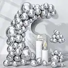 Silver Balloon Garland Kit Kelfara 100Pcs Different Sizes 18 12 10 5 inch Metallic Chrome Silver Latex Balloons for Wedding Bridal Shower Birthday Engagements Anniversary Baby Party Arch Decorations
